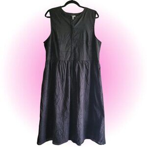 BLACK FLORAL EMBROIDERED EYELIT SLEEVELESS MAXI MIDI WOMEN'S DRESS XL